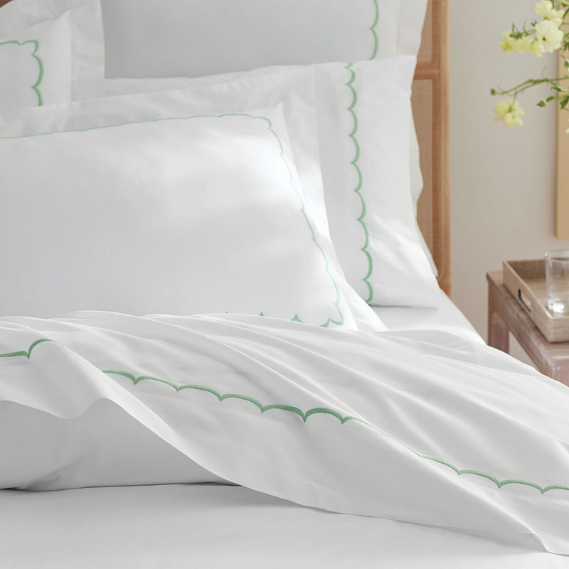 Embroidered Scallop Classic Cool Cotton Percale Pillowcase Set