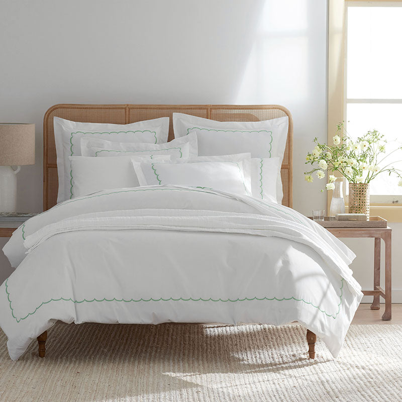 Embroidered Scallop Classic Cool Cotton Percale Duvet Cover