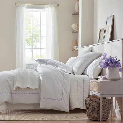 Embroidered Scallop Classic Cool Cotton Percale Pillowcase Set