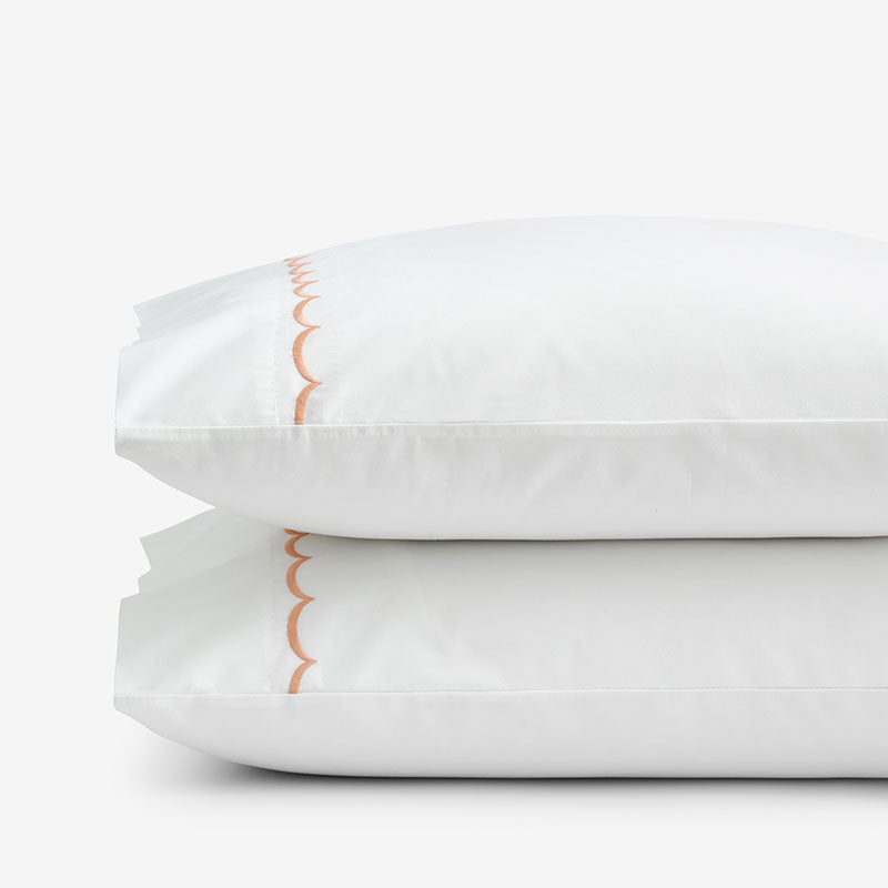 Embroidered Scallop Classic Cool Cotton Percale Pillowcase Set