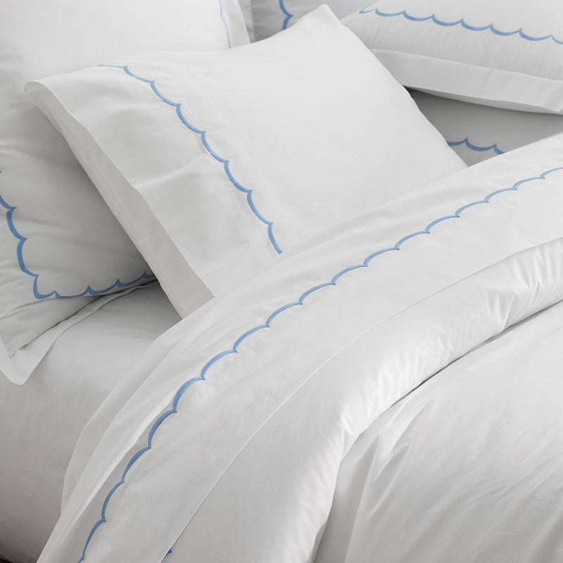 Embroidered Scallop Classic Cool Cotton Percale Bed Sheet Set