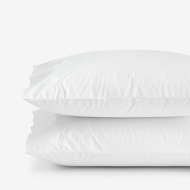Embroidered Scallop Classic Cool Cotton Percale Pillowcase Set