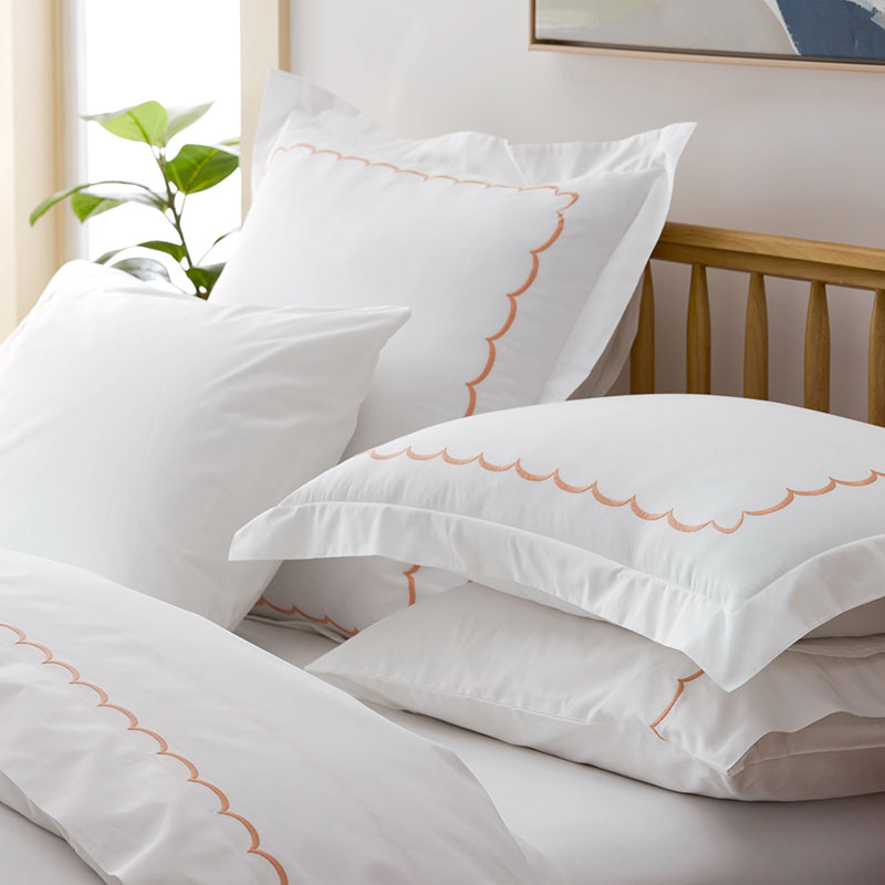 Embroidered Scallop Classic Cool Cotton Percale Pillowcase Set