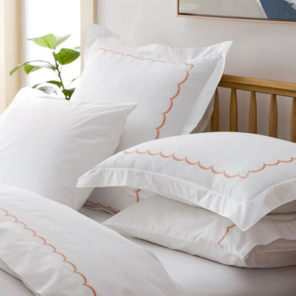 Embroidered Scallop Classic Cool Cotton Percale Pillowcase Set