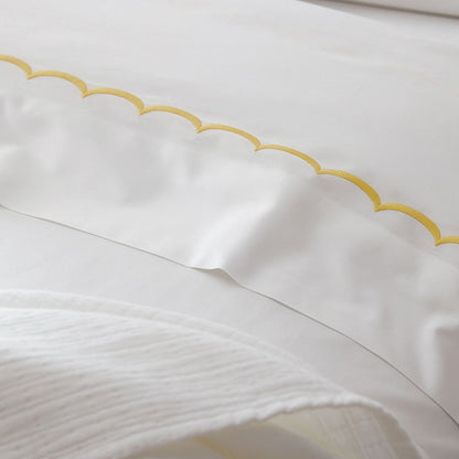 Embroidered Scallop Classic Cool Cotton Percale Pillowcase Set