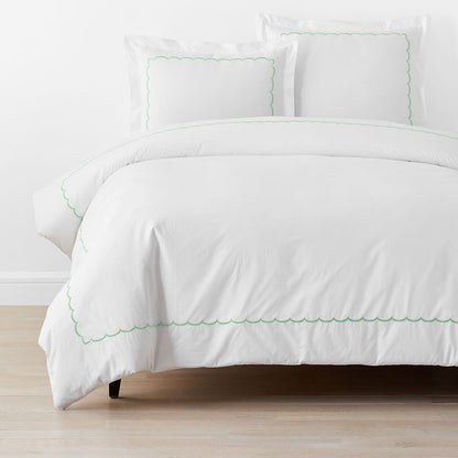 Embroidered Scallop Classic Cool Cotton Percale Duvet Cover