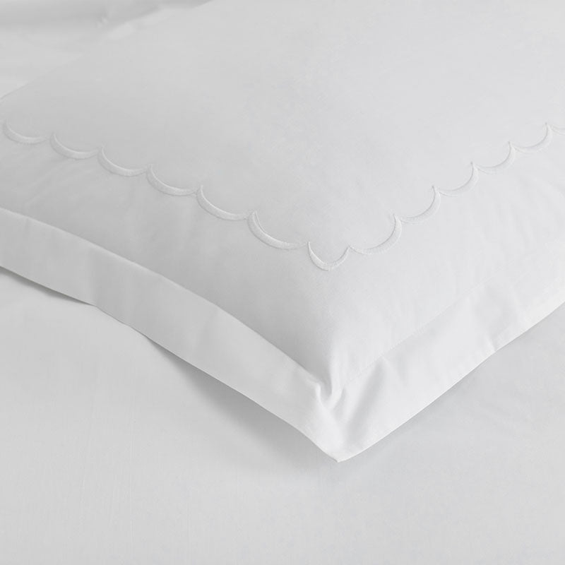 Embroidered Scallop Classic Cool Cotton Percale Duvet Cover