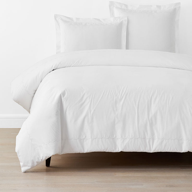 Embroidered Scallop Classic Cool Cotton Percale Duvet Cover