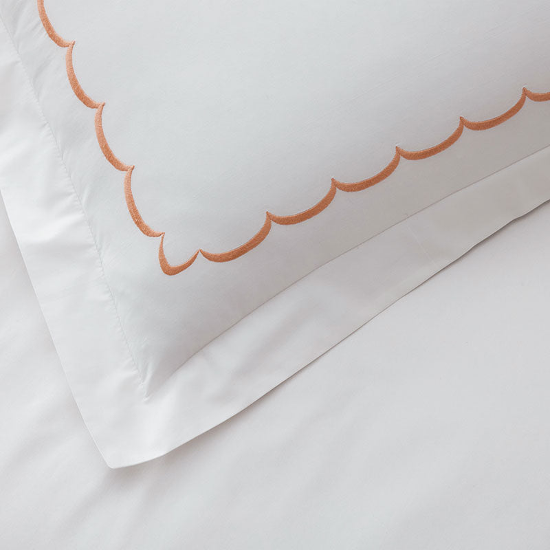 Embroidered Scallop Classic Cool Cotton Percale Duvet Cover