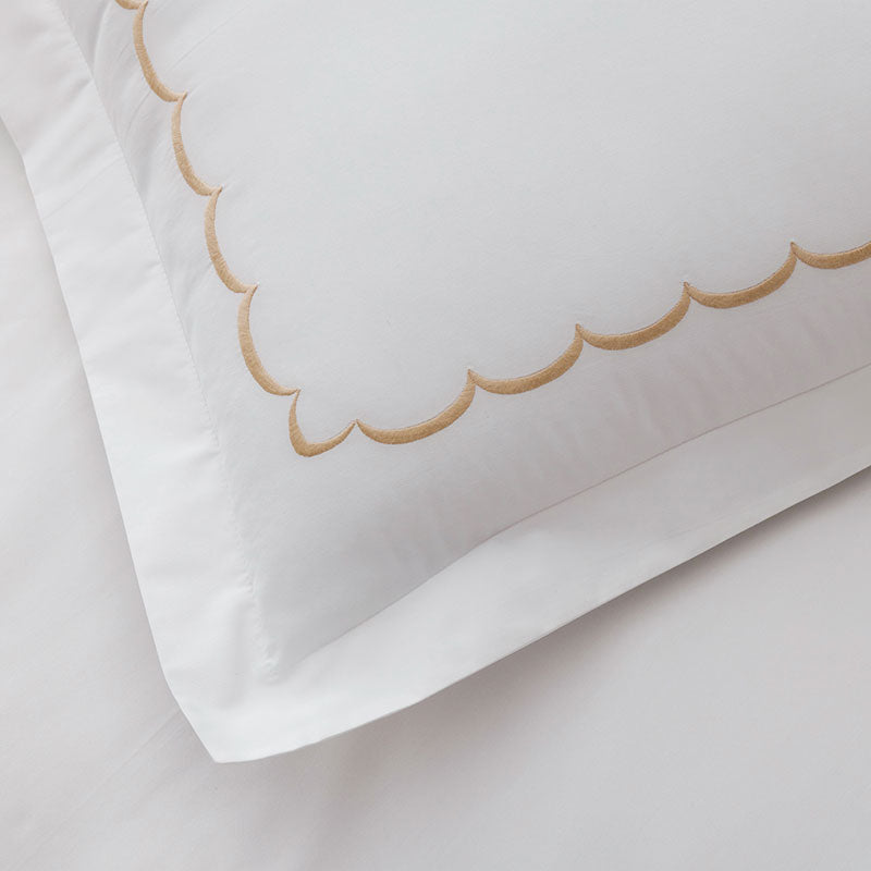 Embroidered Scallop Classic Cool Cotton Percale Duvet Cover