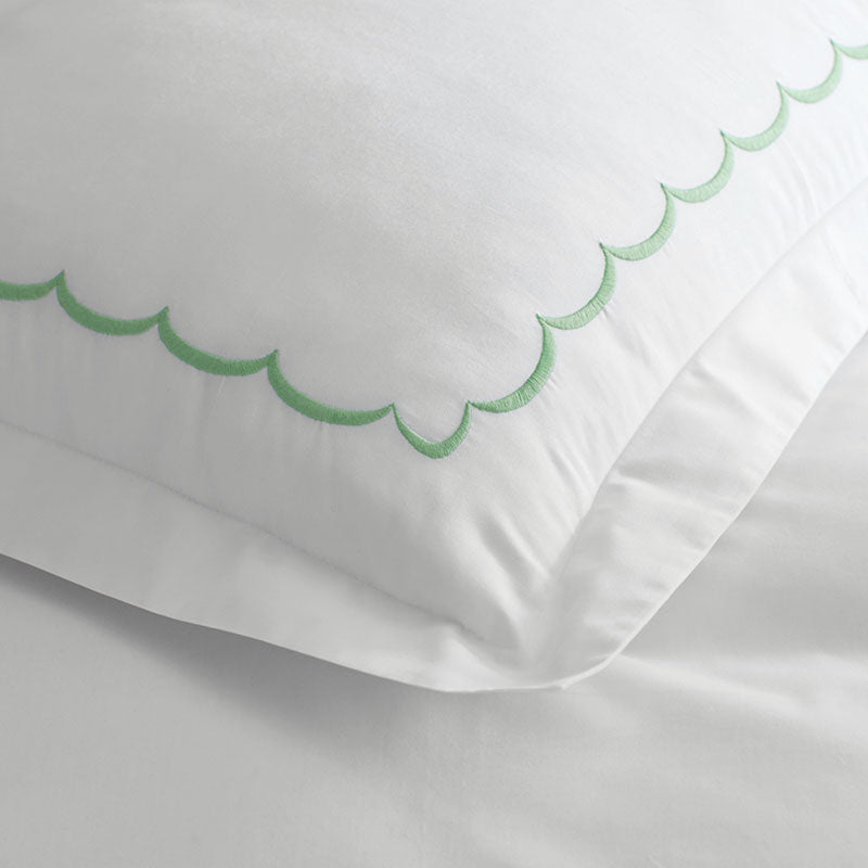 Embroidered Scallop Classic Cool Cotton Percale Duvet Cover