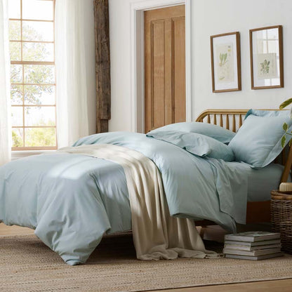 Solid Garment Washed Cotton Percale Bed Sheet Set