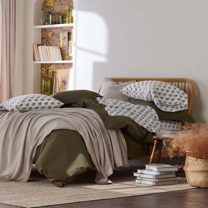 Solid Garment Washed Cotton Percale Bed Sheet Set