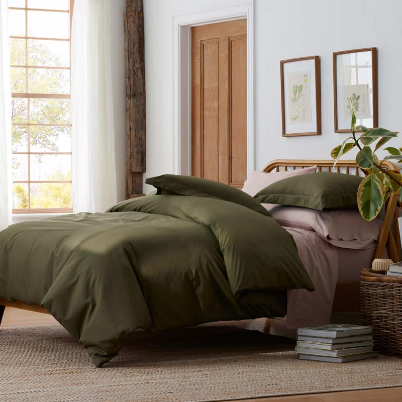 Solid Garment Washed Cotton Percale Fitted Bed Sheet