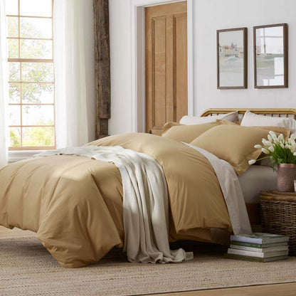 Solid Garment Washed Cotton Percale Bed Sheet Set