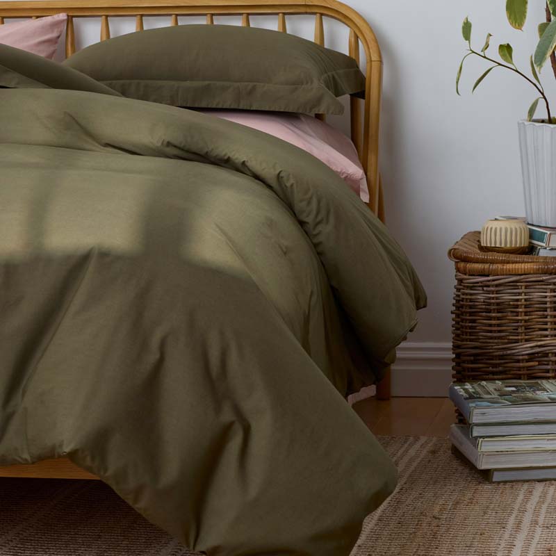Solid Garment Washed Cotton Percale Bed Sheet Set