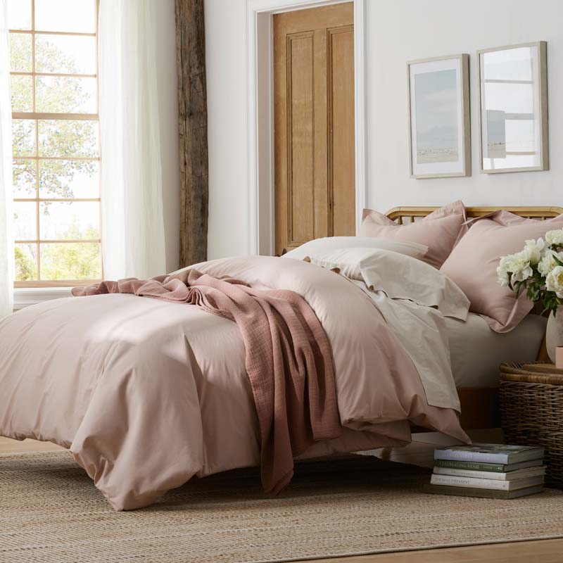 Solid Garment Washed Cotton Percale Bed Sheet Set