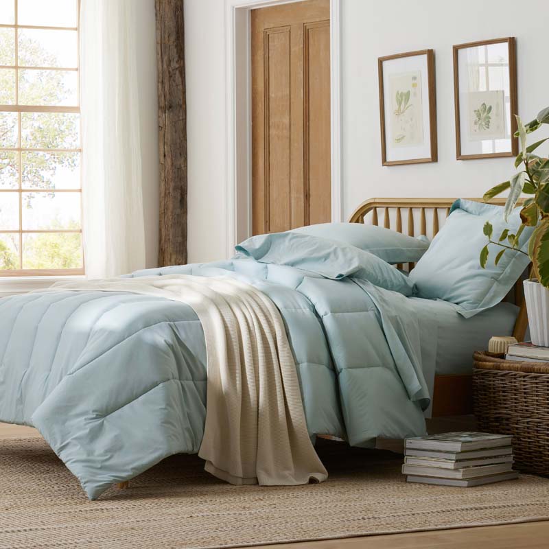 Solid Garment Washed Cotton Percale Comforter
