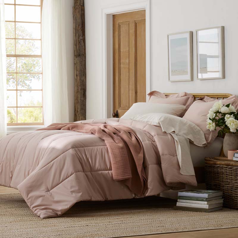 Solid Garment Washed Cotton Percale Comforter
