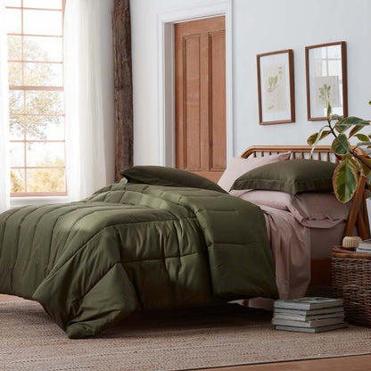 Solid Garment Washed Cotton Percale Comforter