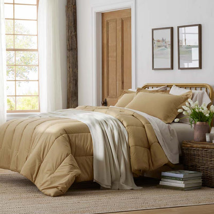 Solid Garment Washed Cotton Percale Comforter