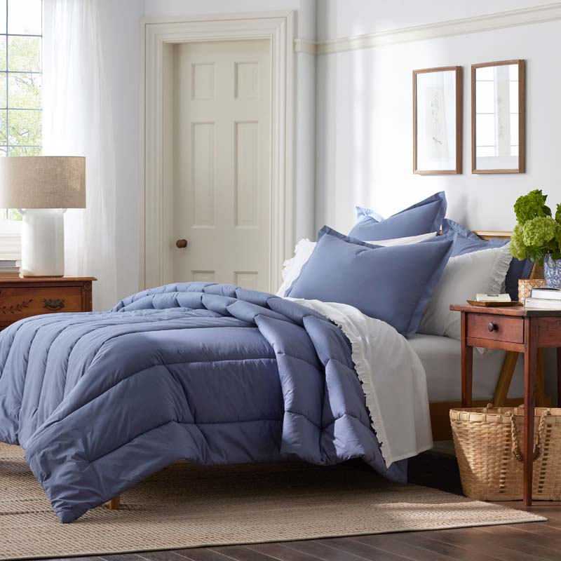 Solid Garment Washed Cotton Percale Comforter