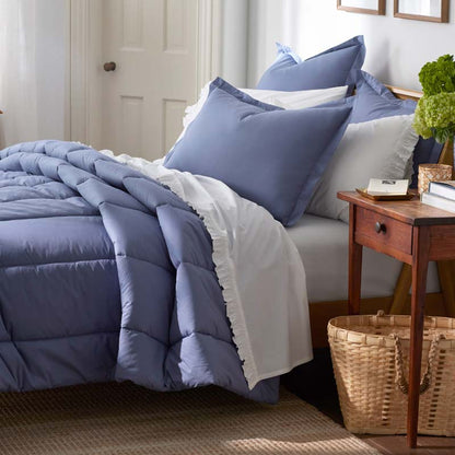 Solid Garment Washed Cotton Percale Comforter