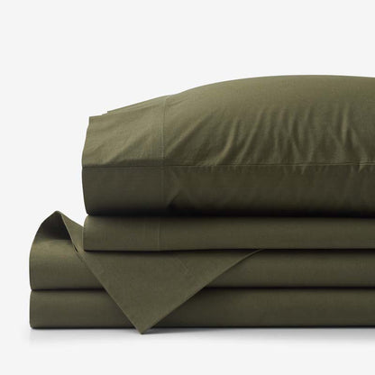 Solid Garment Washed Cotton Percale Bed Sheet Set