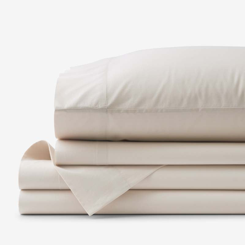 Solid Garment Washed Cotton Percale Bed Sheet Set