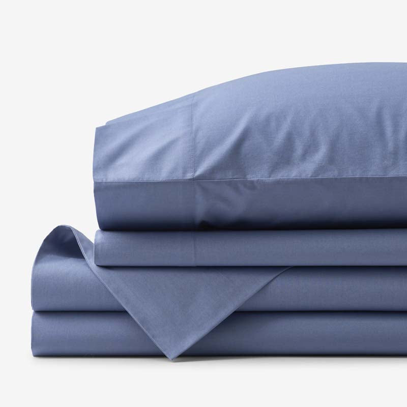 Solid Garment Washed Cotton Percale Bed Sheet Set