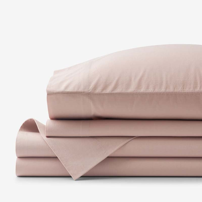 Solid Garment Washed Cotton Percale Bed Sheet Set