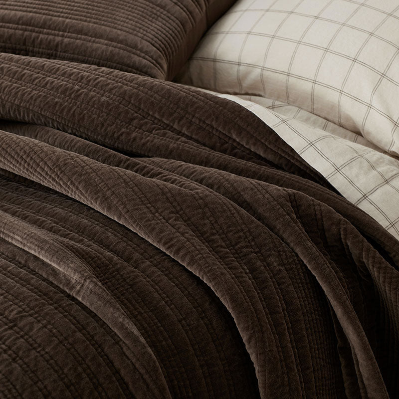 Line Stitch Velvet Quilted Sham