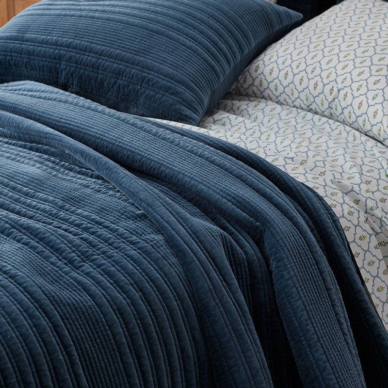 Line Stitch Velvet Quilted Sham