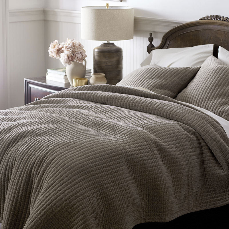 Straight Stitch Velvet Quilted Sham