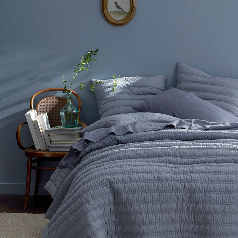Premium Breathable Washed Linen Solid Quilted Sham