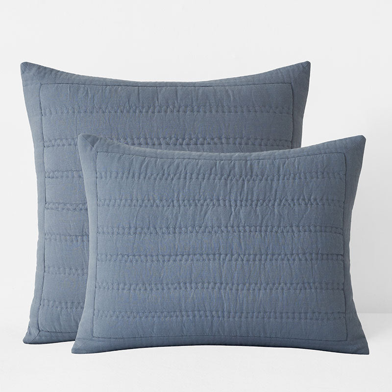 Premium Breathable Washed Linen Solid Quilted Sham