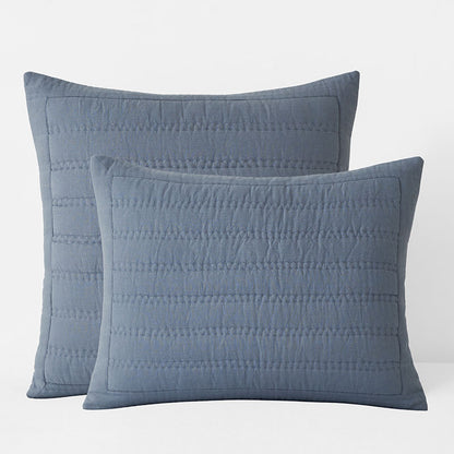 Premium Breathable Washed Linen Solid Quilted Sham