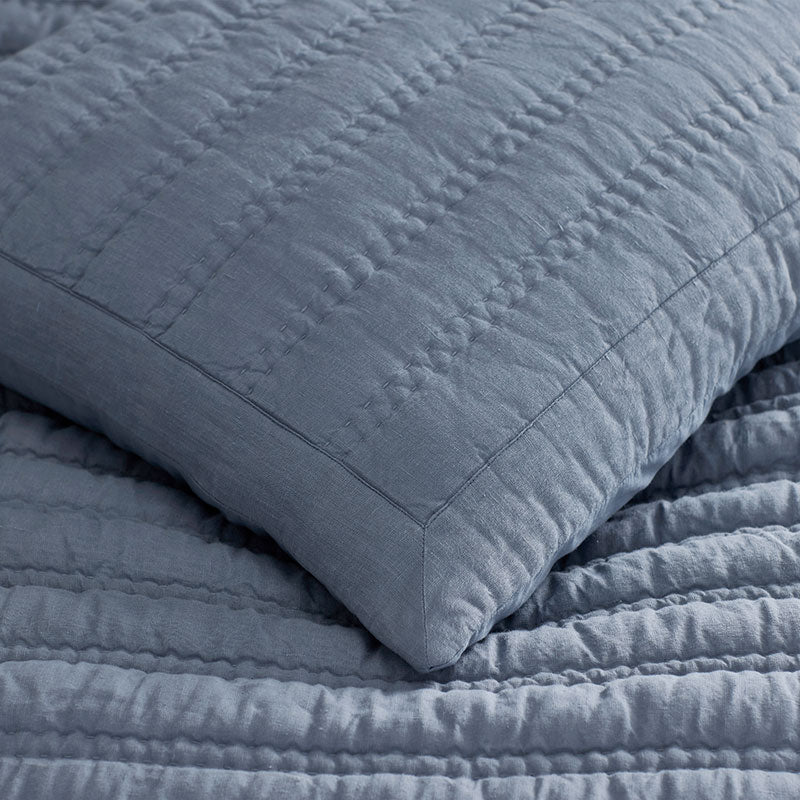Premium Breathable Washed Linen Solid Quilted Sham
