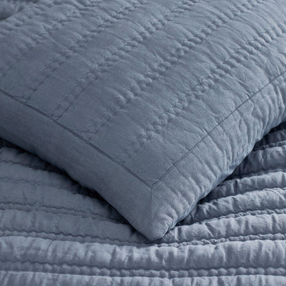 Premium Breathable Washed Linen Solid Quilted Sham