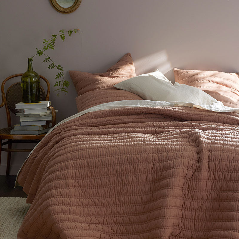 Premium Breathable Washed Linen Solid Quilted Sham