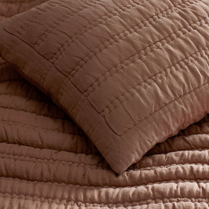 Premium Breathable Washed Linen Solid Quilted Sham