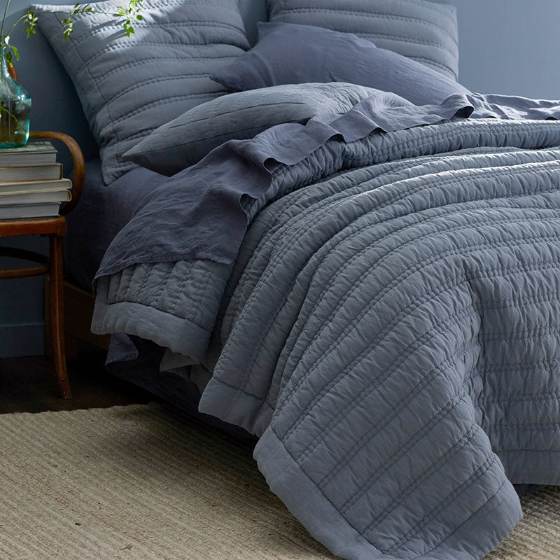 Premium Breathable Washed Linen Solid Quilted Sham