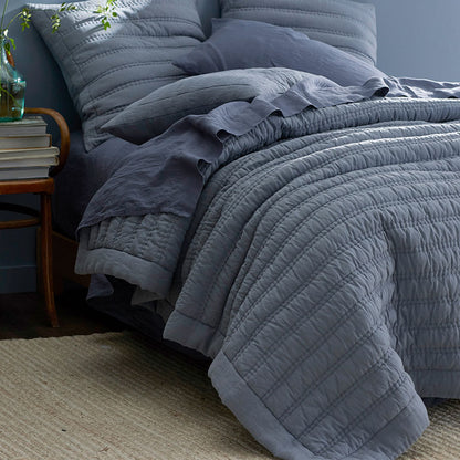 Premium Breathable Washed Linen Solid Quilted Sham
