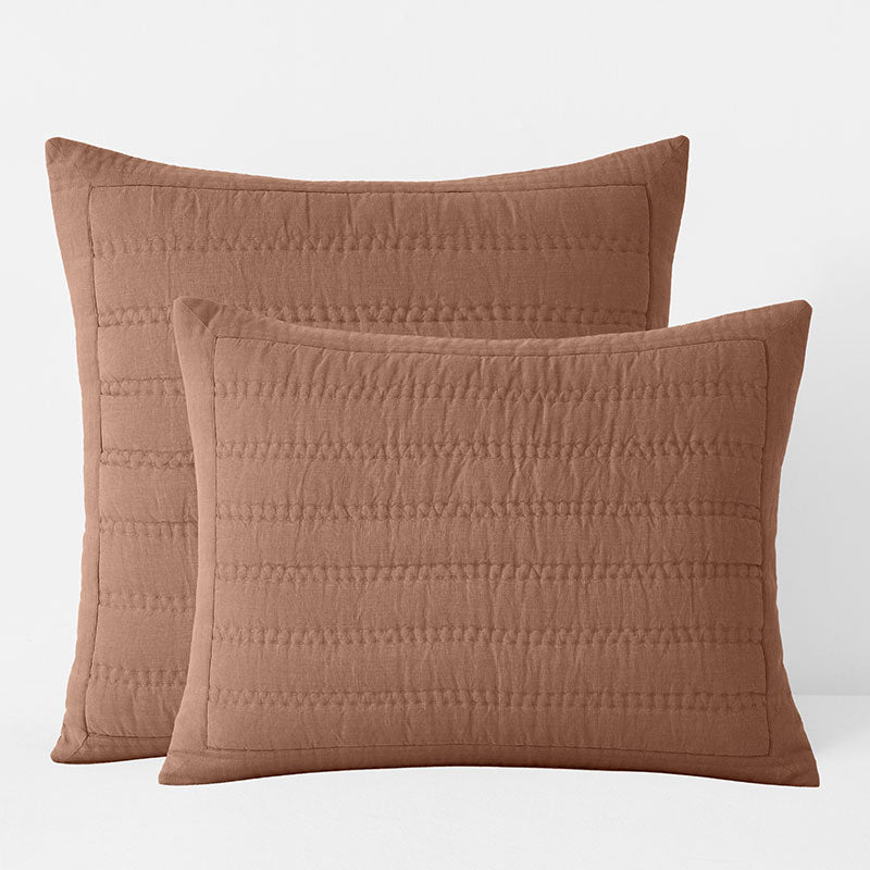 Premium Breathable Washed Linen Solid Quilted Sham