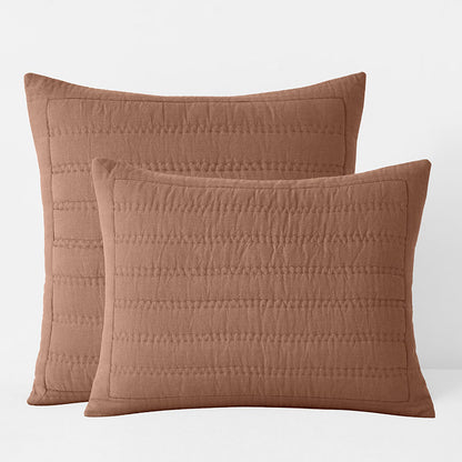 Premium Breathable Washed Linen Solid Quilted Sham