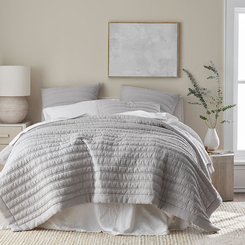 Premium Breathable Washed Linen Solid Quilted Sham