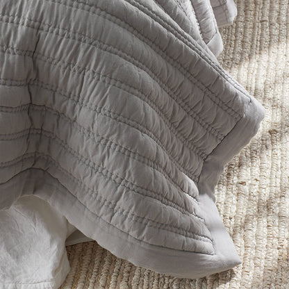 Premium Breathable Washed Linen Solid Quilted Sham