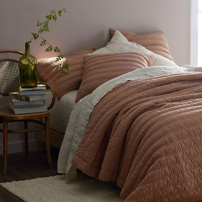 Premium Breathable Washed Linen Solid Quilted Sham
