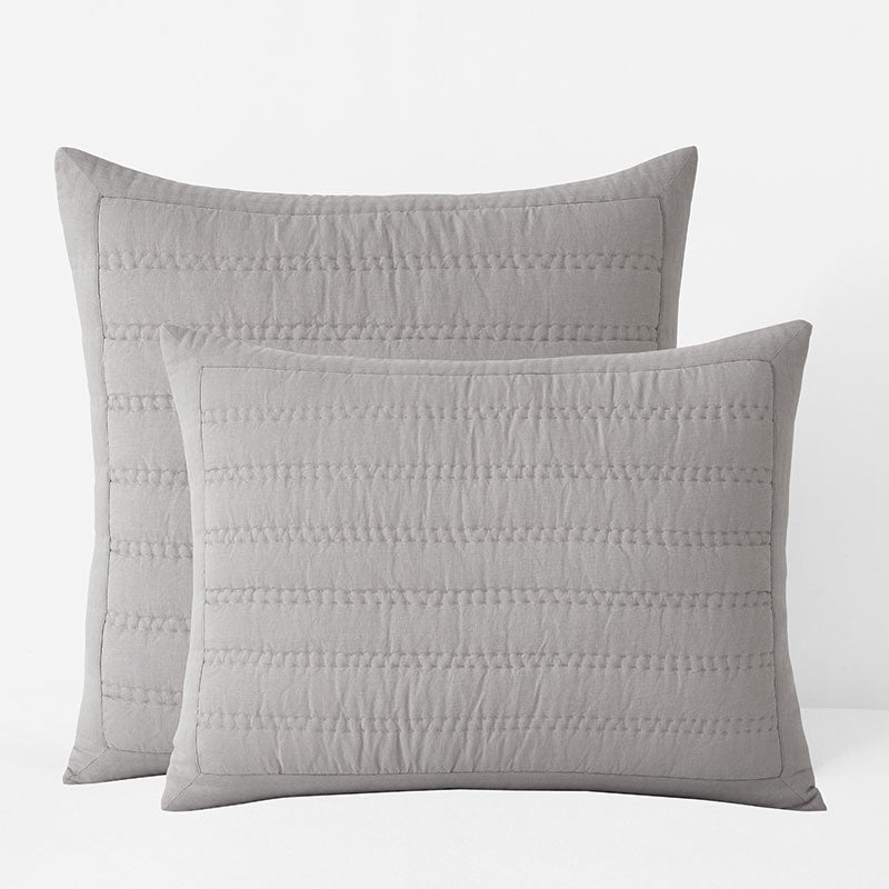 Premium Breathable Washed Linen Solid Quilted Sham