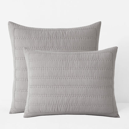 Premium Breathable Washed Linen Solid Quilted Sham